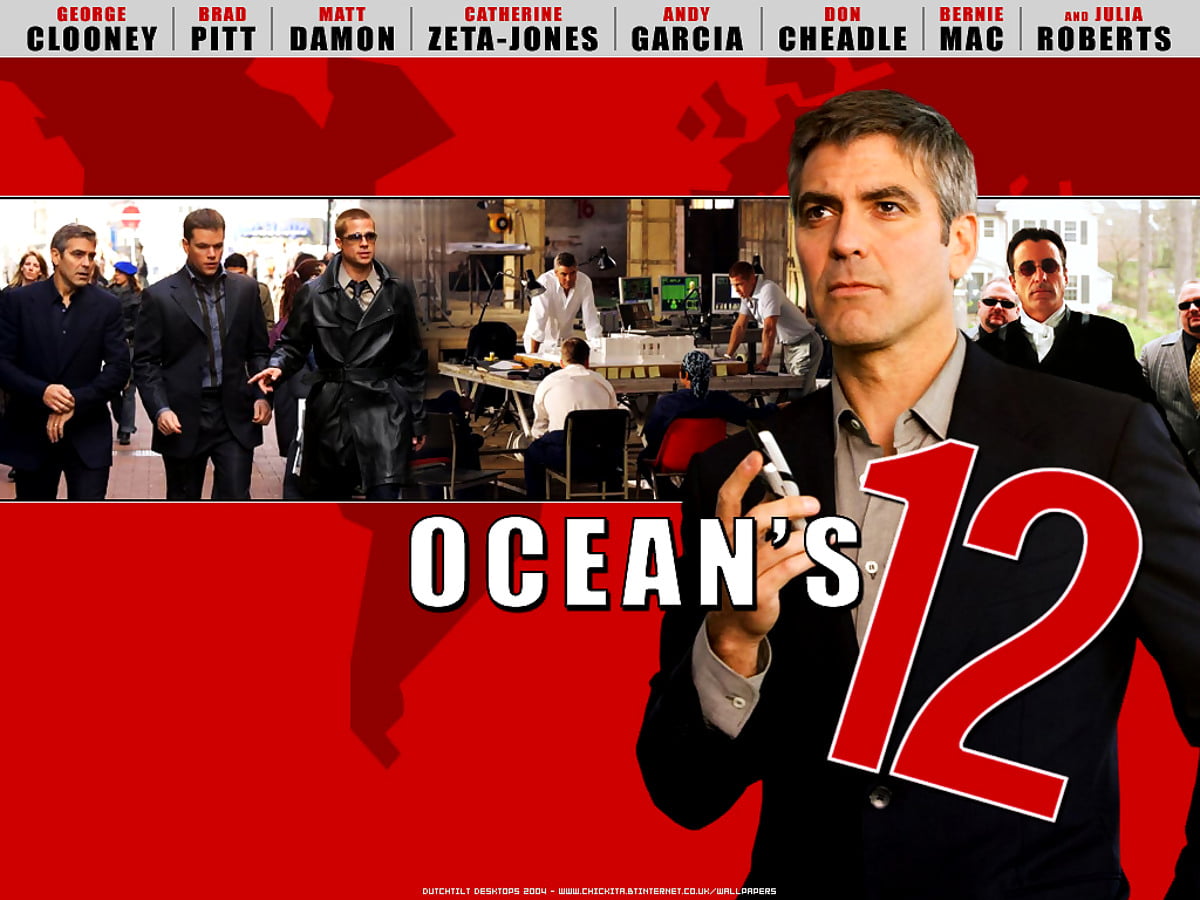 1024x768 background — George Clooney holding sign (scene from film "Ocean's twelve")