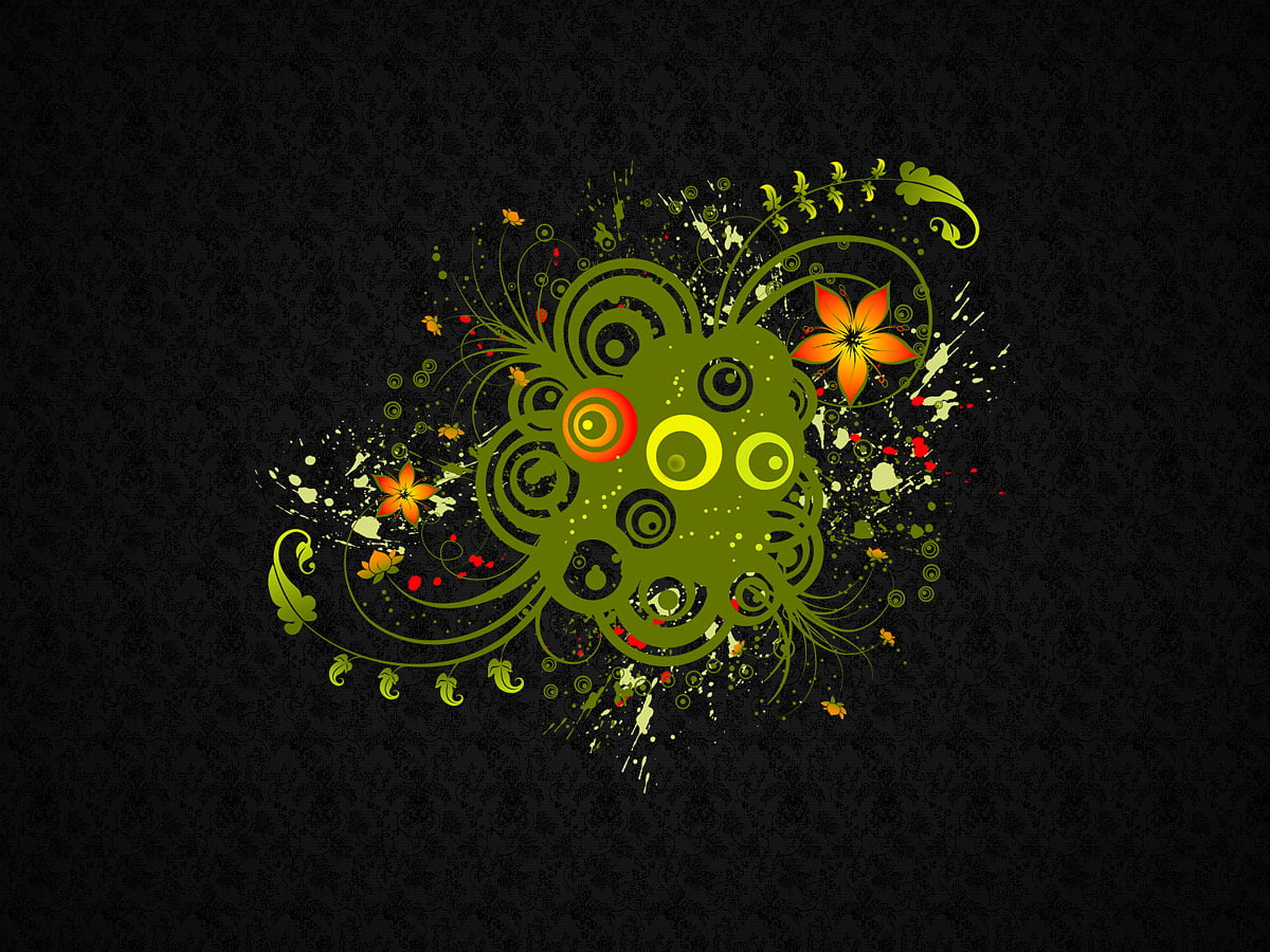 1600x1200 wallpaper : funny, green, flowers, graphic design, pattern