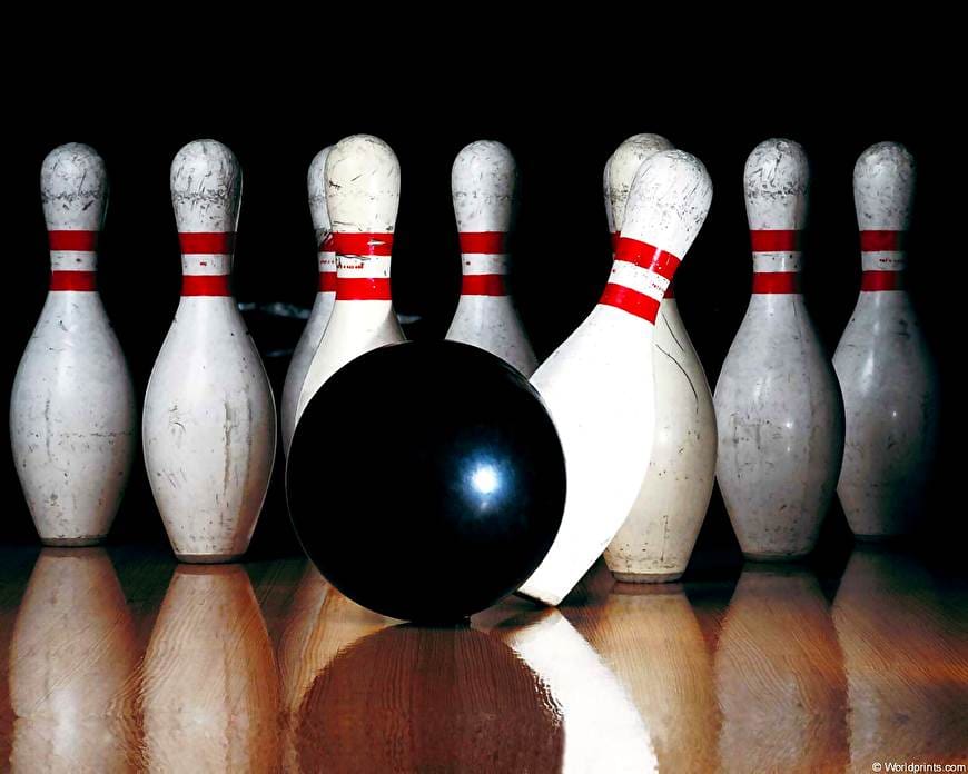 Download Striking Blue Bowling Ball and Pins Wallpaper | Wallpapers.com