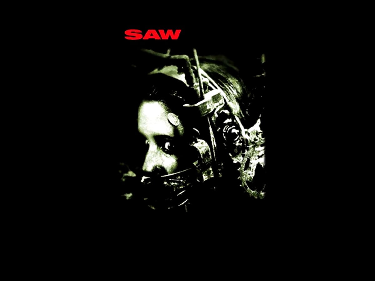Darkness, black, album cover, graphic design, black and white (scene from film "Saw") - free background image 1024x768
