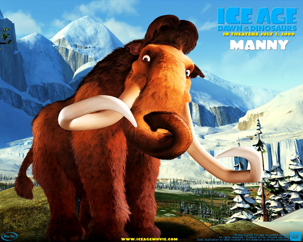 Person standing in front of mountain (scene from computer-animated film "Ice Age") - wallpaper 1280x1024