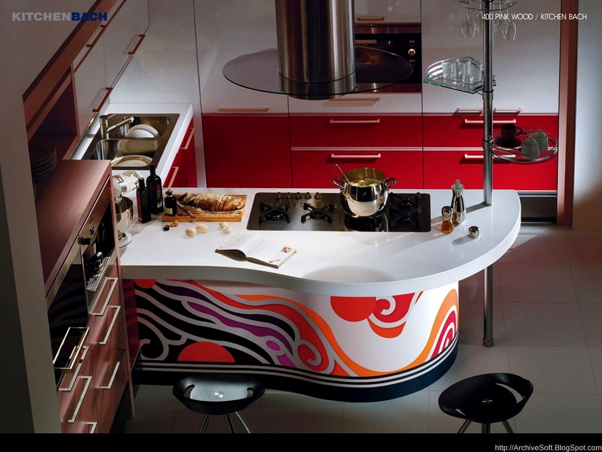 Android wallpaper Kitchen Interior, Red, Interior Design 🔥 Best Free