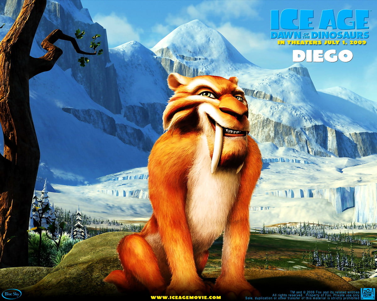 Dog on mountain (scene from computer-animated film "Ice Age") — background