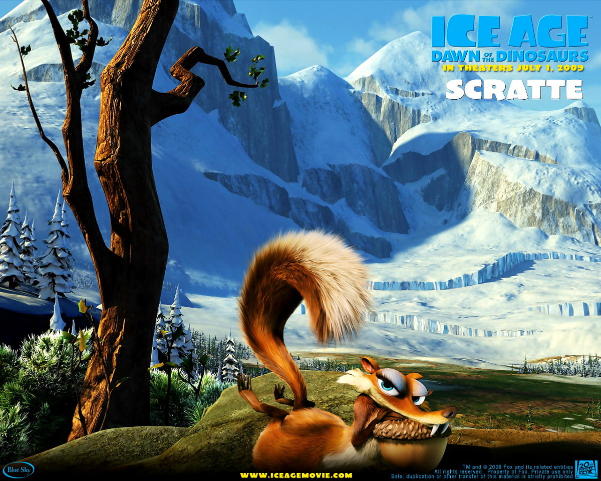 Animated cartoon, mountains, adventure game, animals, cartoons (scene from computer-animated film "Ice Age") : HD wallpaper 1280x1024
