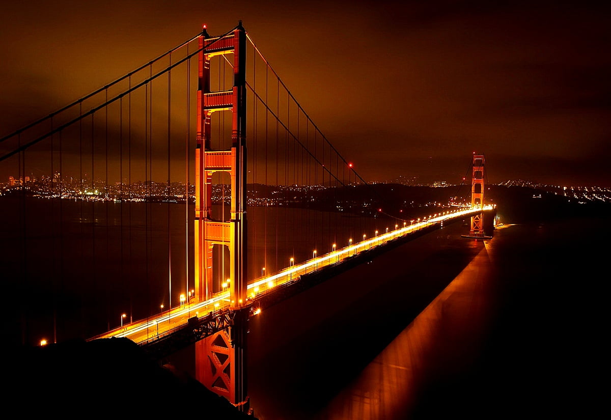Image d'arrière-plan — Golden Gate Bridge sur le lac (Marin Headlands, Californie, États-Unis d'Amérique) 1600x1100