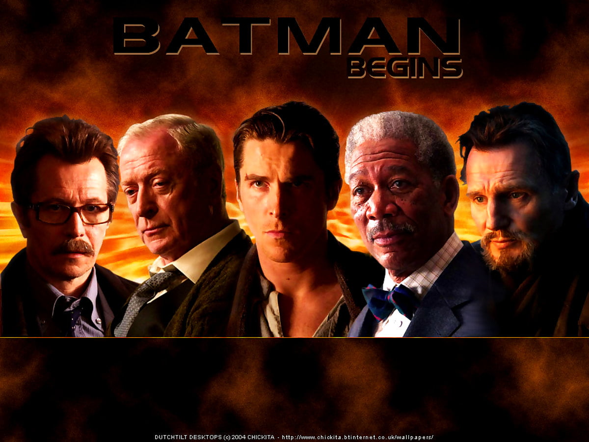 Gary Oldman, Michael Caine, Morgan Freeman, Liam Neeson (scène du film "Batman")