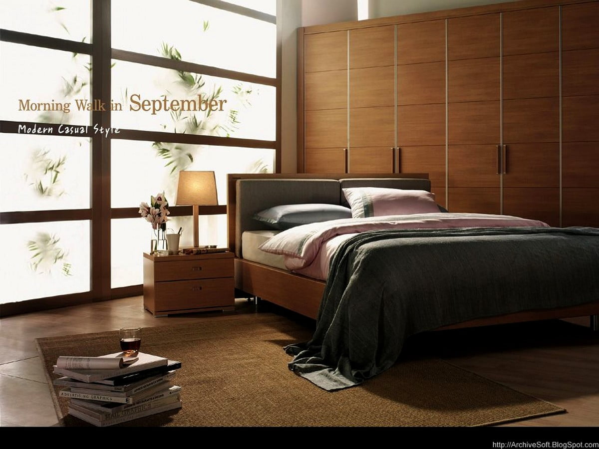 Chambre avec lit et bureau dans la chambre / image pour fond d'écran 1600x1200