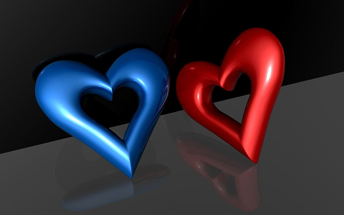 : 3D, cœur, aimer, rouges, La Saint-Valentin