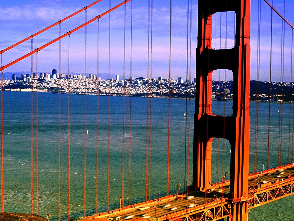 Pont sur le lac (Pont du Golden Gate, San Francisco, Californie, États-Unis d'Amérique) — photo pour fond d'écran