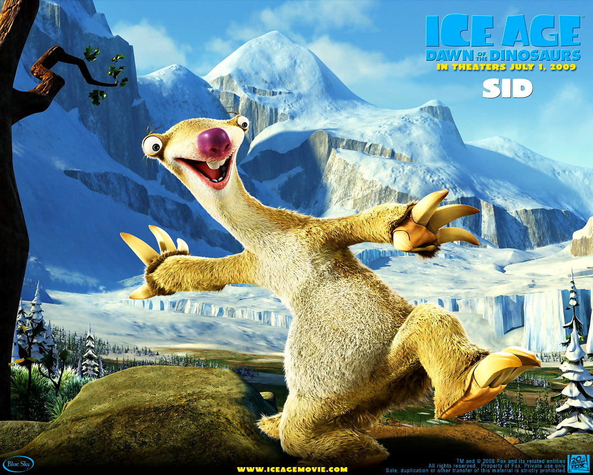 Screen wallpaper — monkey and mountain (scene from computer-animated film "Ice Age") 1280x1024
