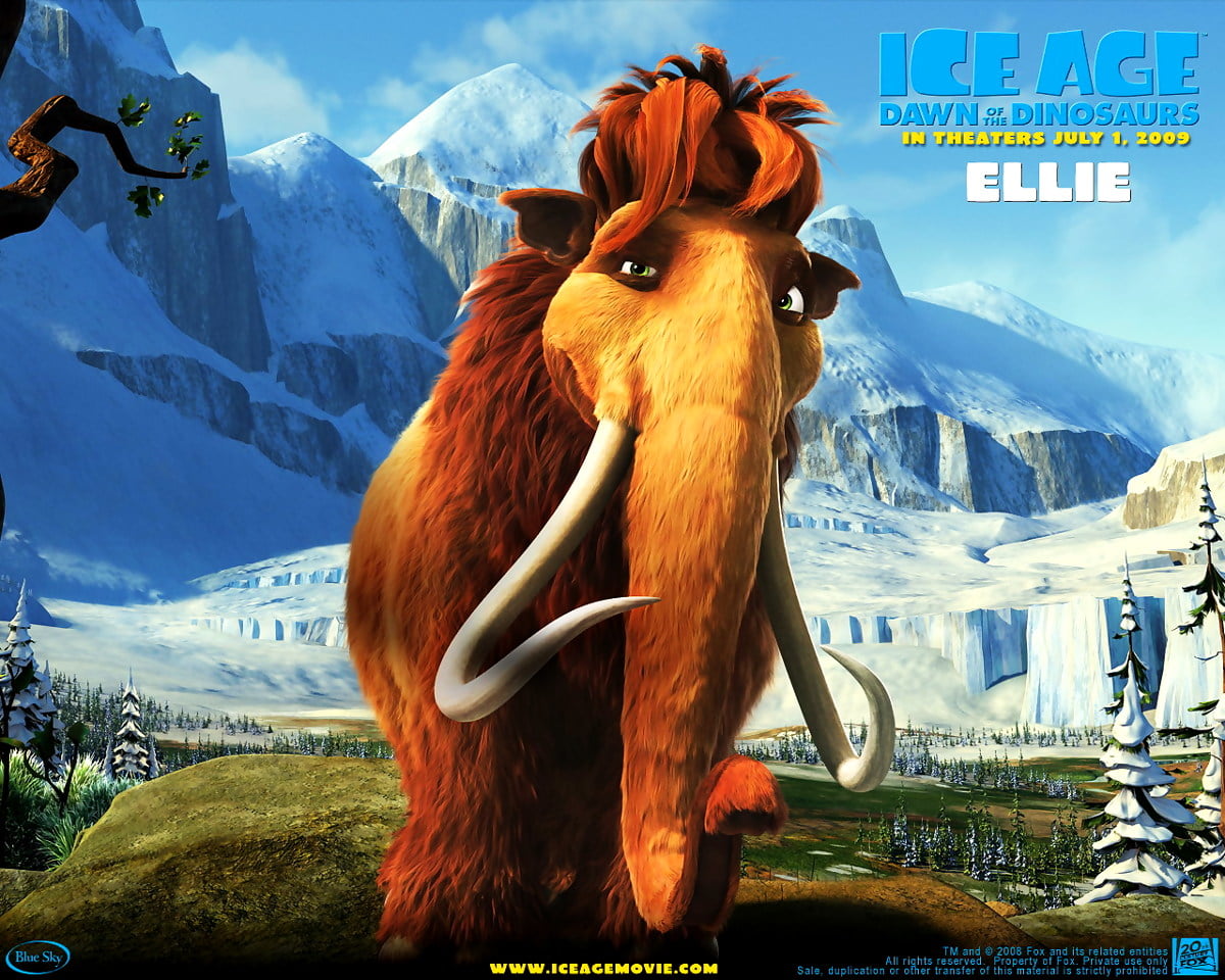 Background image : horse and mountain (scene from computer-animated film "Ice Age")