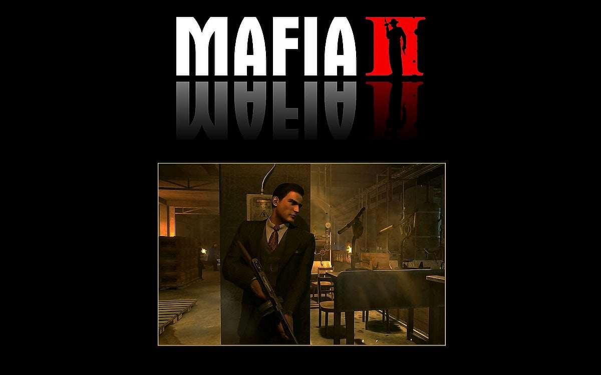 Images de fond : personne dans une pièce sombre (scène du jeu vidéo "Mafia")
