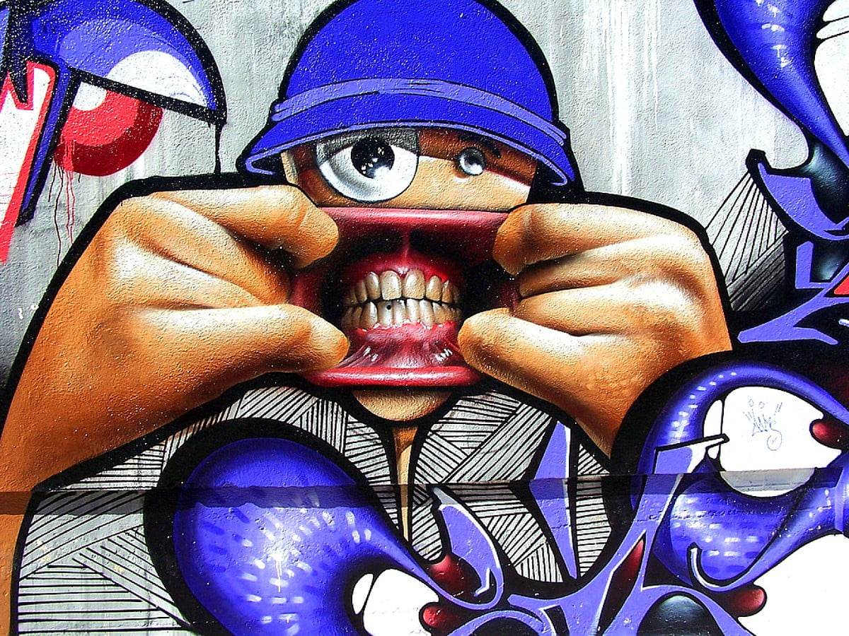 Deep blue, cartoons, graffiti, purple, art / free wallpaper 1600x1200