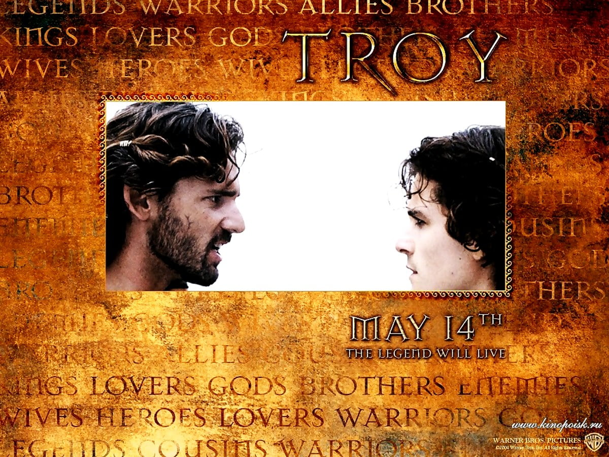 Free screen wallpaper / text on black background (scene from film "Troy")