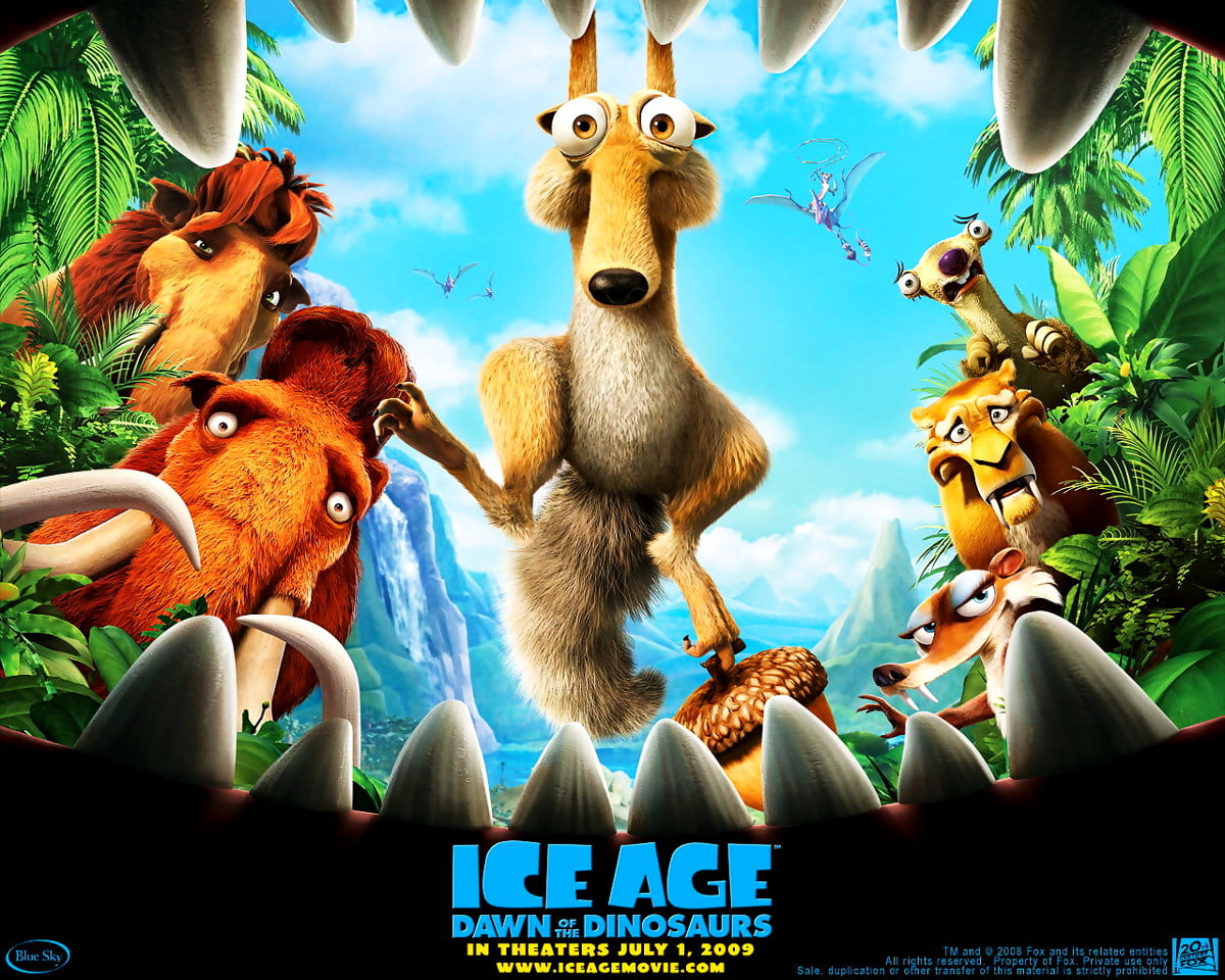 Stuffed animals (scene from computer-animated film "Ice Age") / free background 1280x1024