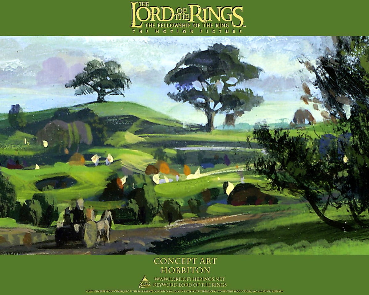 Wallpaper - green field (scene from film "The Lord of the Rings")