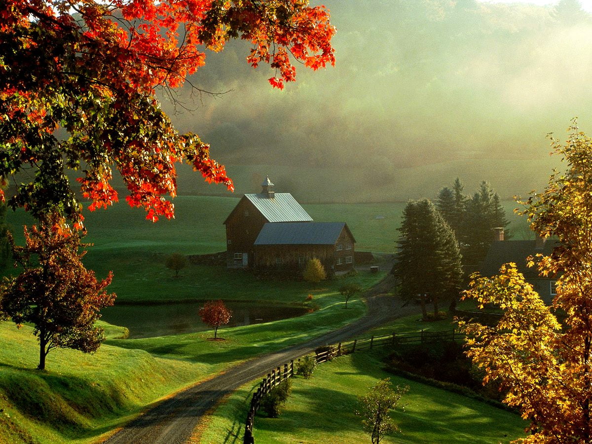 Paysage d'automne, nature, l'automne, La peinture, loger : gratuit HD image de fond 1600x1200