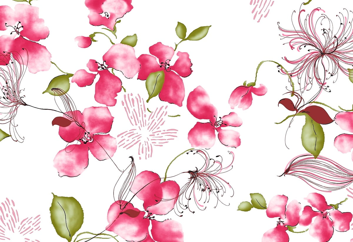 Livingwalls Wallpaper «Flowers, Grey, Pink, White» 373923