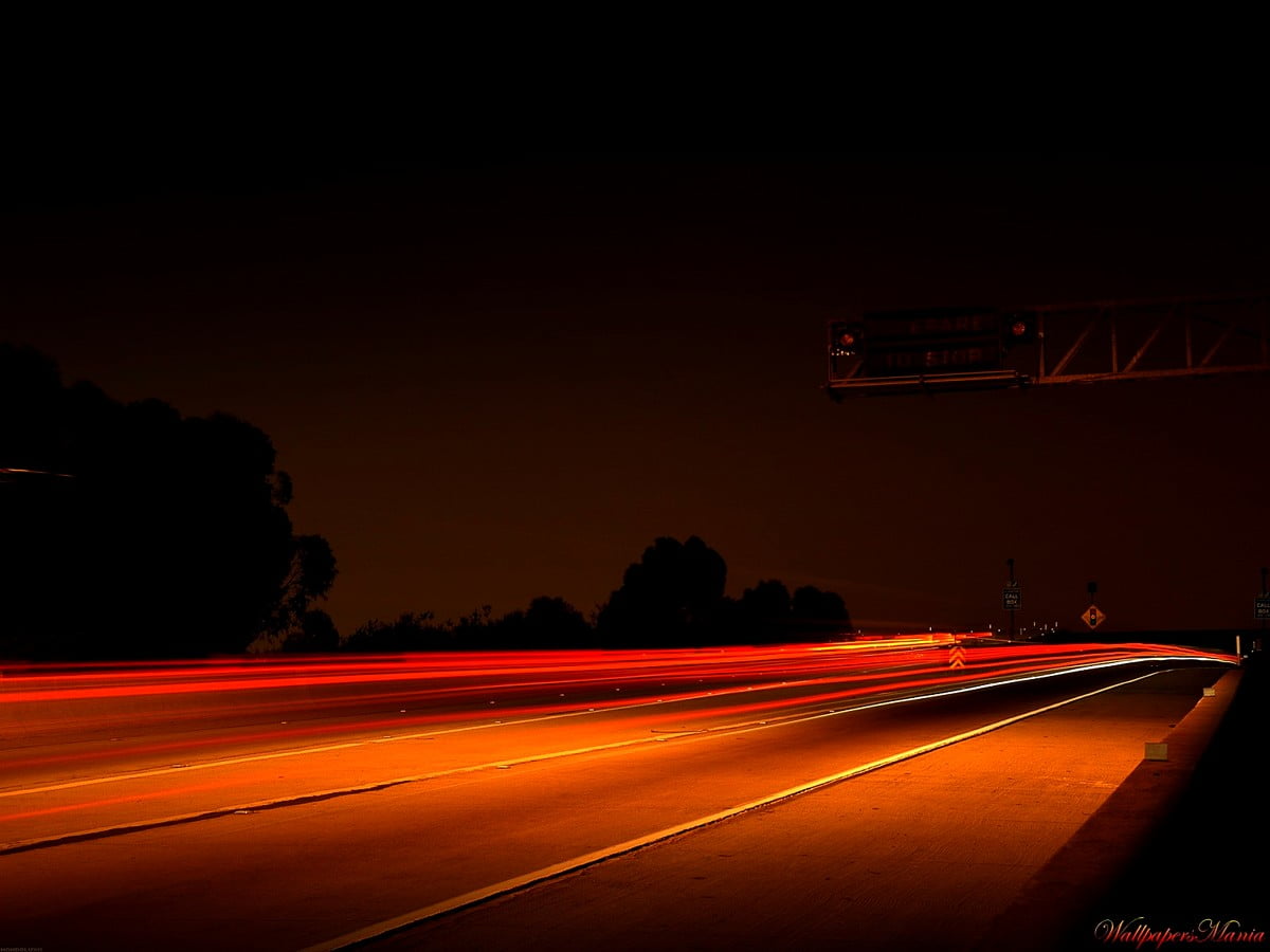 Sunset over highway at night / free wallpaper 1600x1200