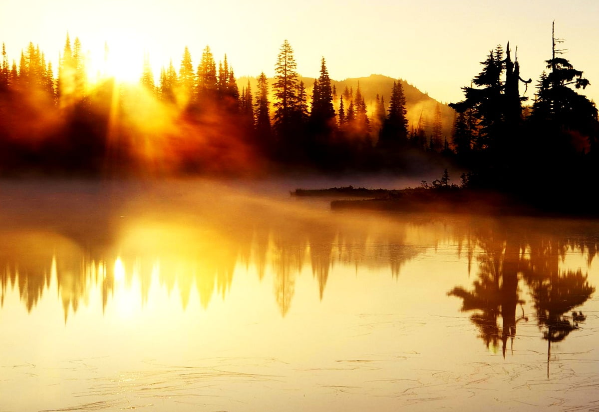 Coucher de soleil sur le lac : gratuit HD image de fond 1600x1100