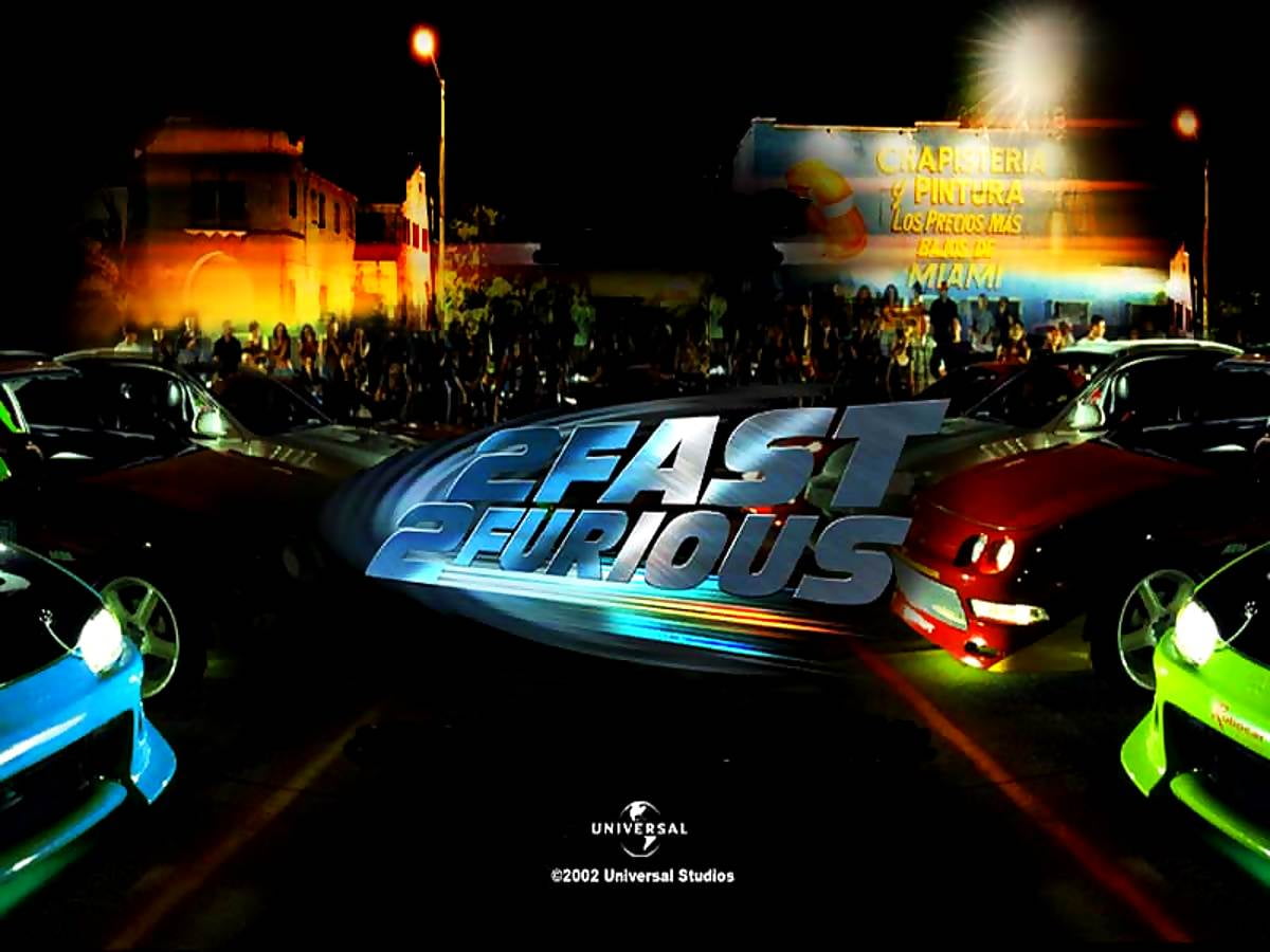 Image d'arrière-plan / voiture roulant dans la rue (scène du film "Fast and Furious")