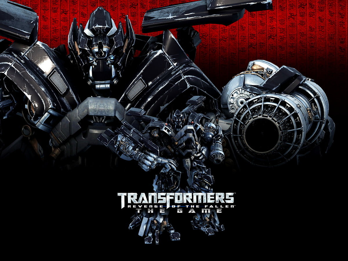 Moto rouge et noire (scène du film "Transformers") / gratuit photo d'arrière-plan