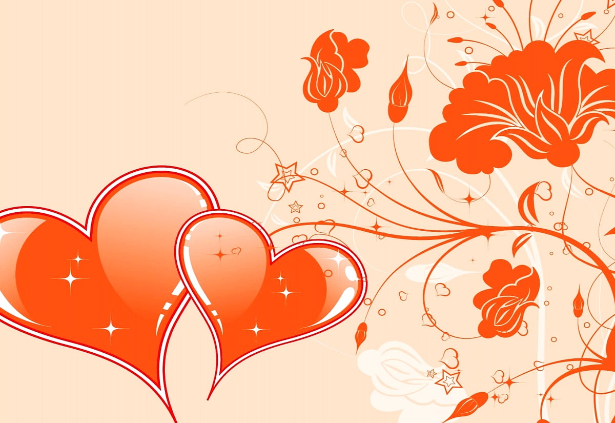Love, heart, drawing, red, illustration — wallpaper