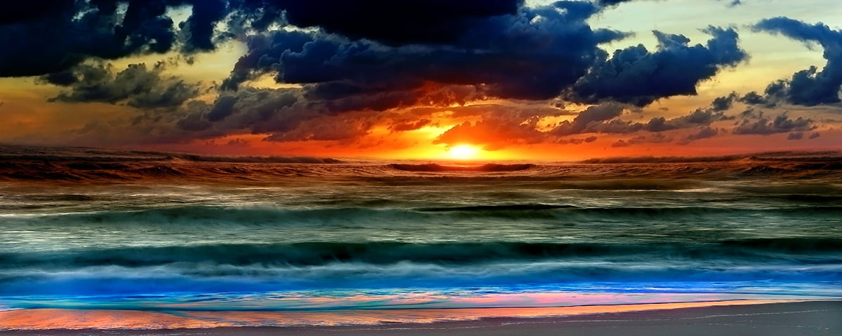 Coucher de soleil sur la mer / gratuit image pour fond d'écran 2560x1024